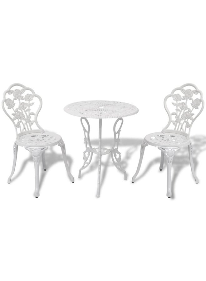 vidaxl 3 Piece Bistro Set Cast Aluminium White 42165 - Image 1