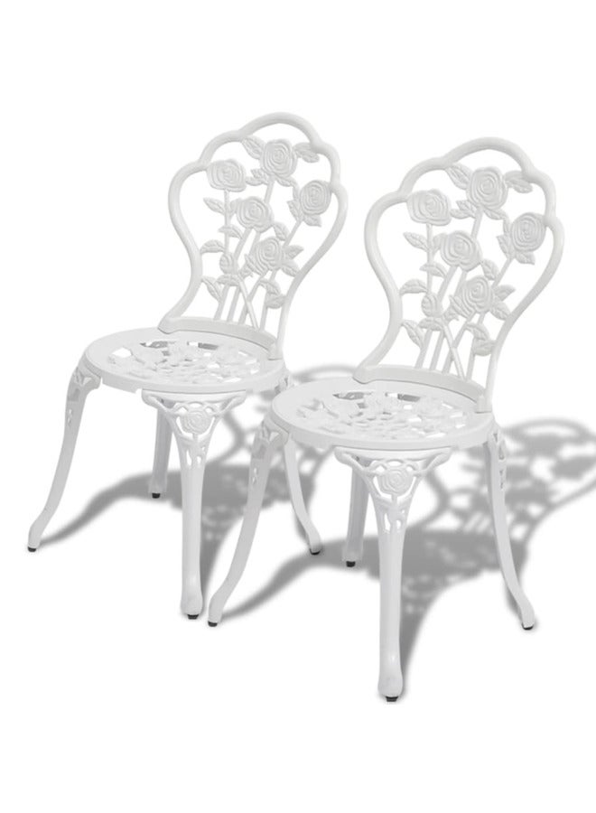 vidaxl 3 Piece Bistro Set Cast Aluminium White 42165 - Image 2