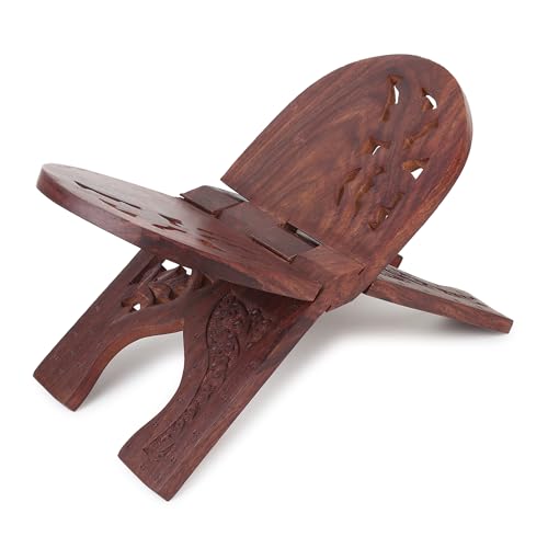 Crafty Essentials Sheesham Wood Hand Carved Book Stand Foldable Wooden Rehal for Holy Books Like Quran, Bible, Bhagavad Gita, and Ramayana, 12 Inches - Image 5