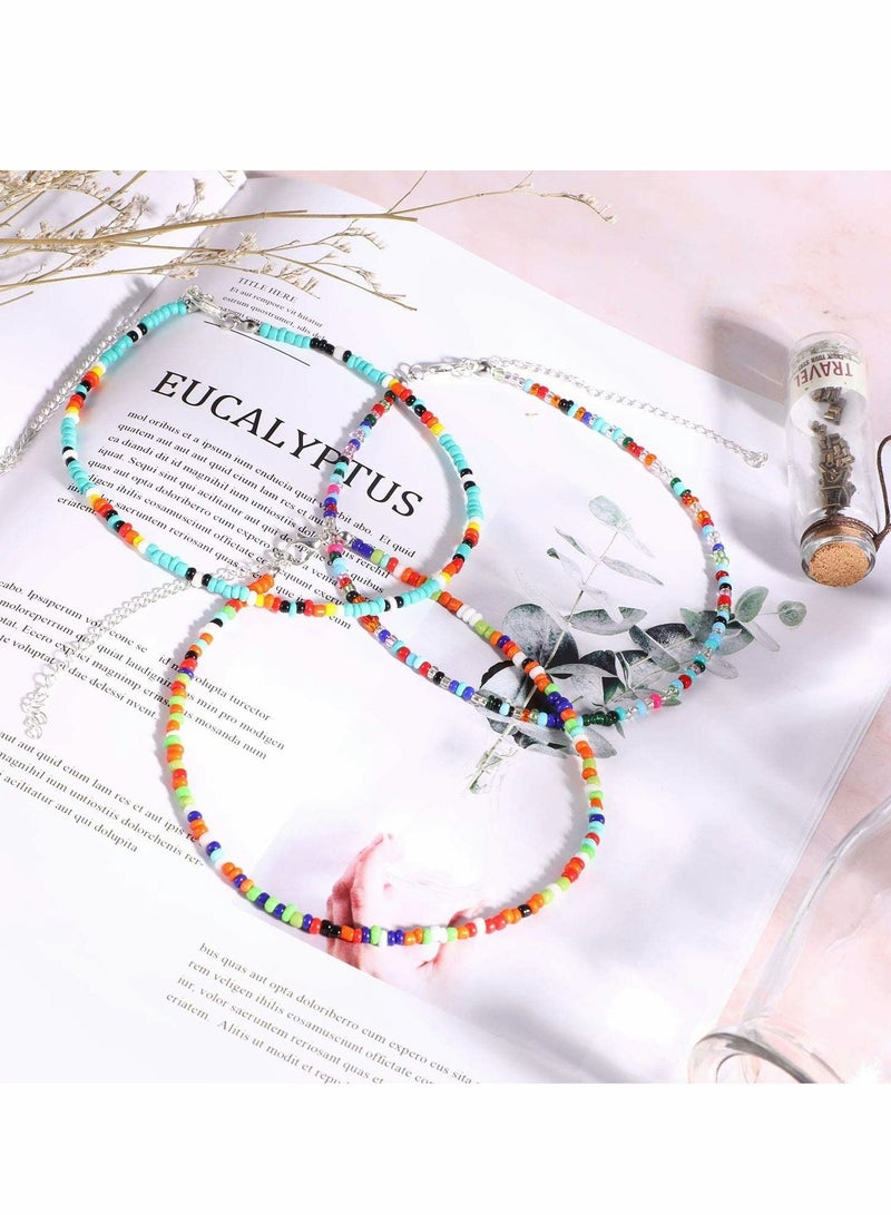 Excefore Bohemian Necklaces, 6 Pieces Colorful Bohemian Seed Bead Necklaces Set, Cute Boho Necklace Jewelry for Women Teen Girls - Image 3
