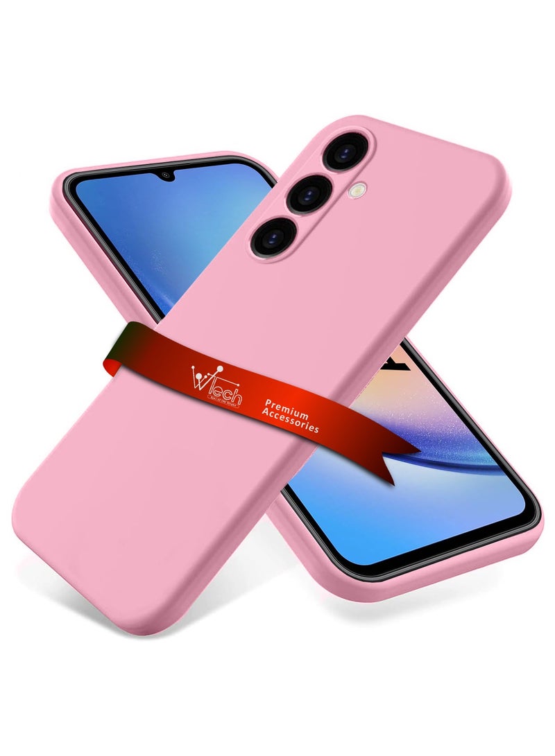 دبليو تيك غطاء حماية من السيليكون السائل الناعم لهاتف سامسونج جالاكسي A35 5G 2024 وردي - Image 1