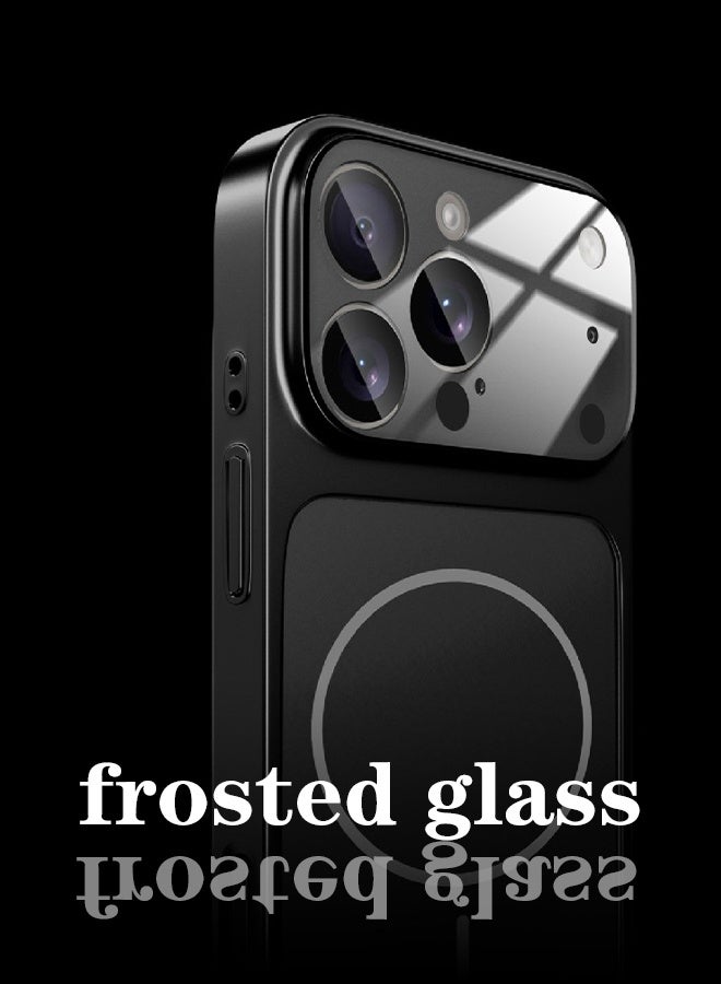 سيستار جراب هاتف محمول مناسب لهاتف iPhone 17 Pro Max ذو ملمس جلدي من الزجاج المصنفر مع شفط مغناطيسي - Image 3