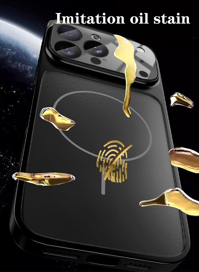 سيستار جراب هاتف محمول مناسب لهاتف iPhone 17 Pro Max ذو ملمس جلدي من الزجاج المصنفر مع شفط مغناطيسي - Image 4