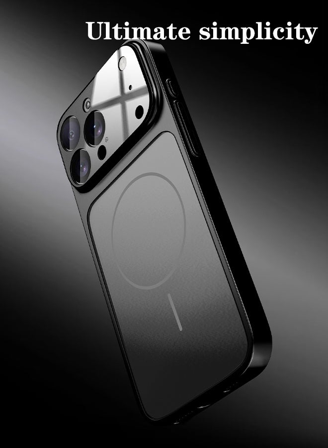 سيستار جراب هاتف محمول مناسب لهاتف iPhone 17 Pro Max ذو ملمس جلدي من الزجاج المصنفر مع شفط مغناطيسي - Image 2