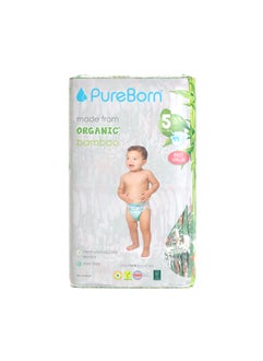 PureBorn Organic Baby Tape Style Diapers Size-5 11-18 kg Tropic Print 44 Diapers  - Image 1