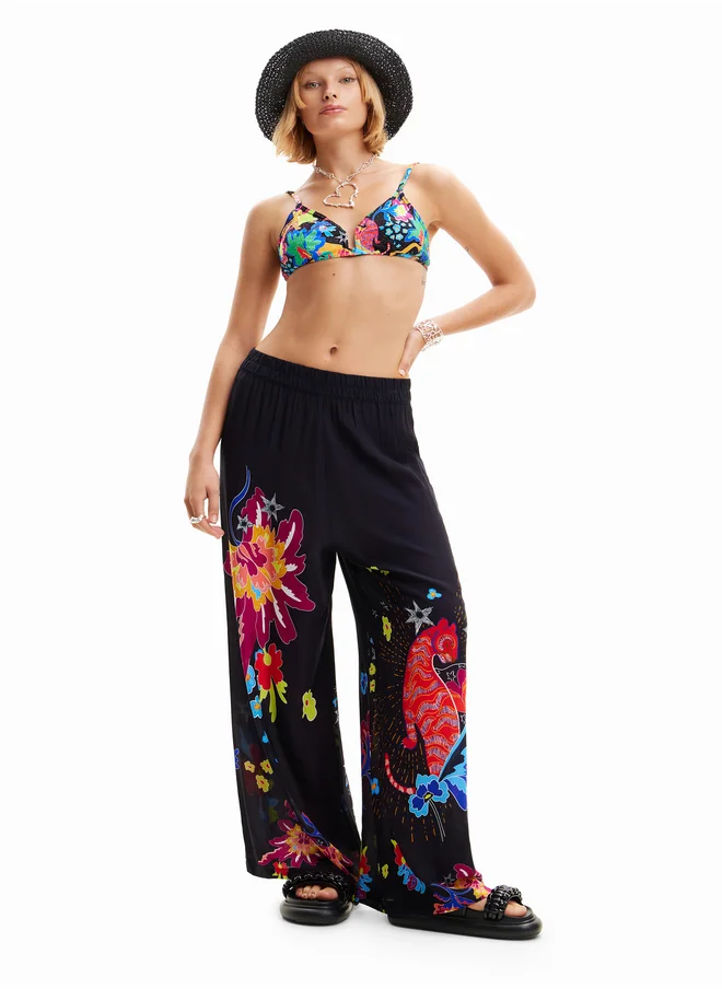 DESIGUAL Jungle Design Palazzo Trousers