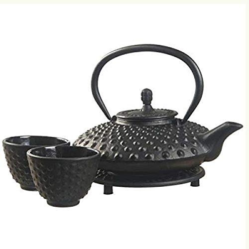 M.V. Trading New Star International T8100 Cast Iron Mocha Tea Set with Trivet, 27 oz, Black - Image 4