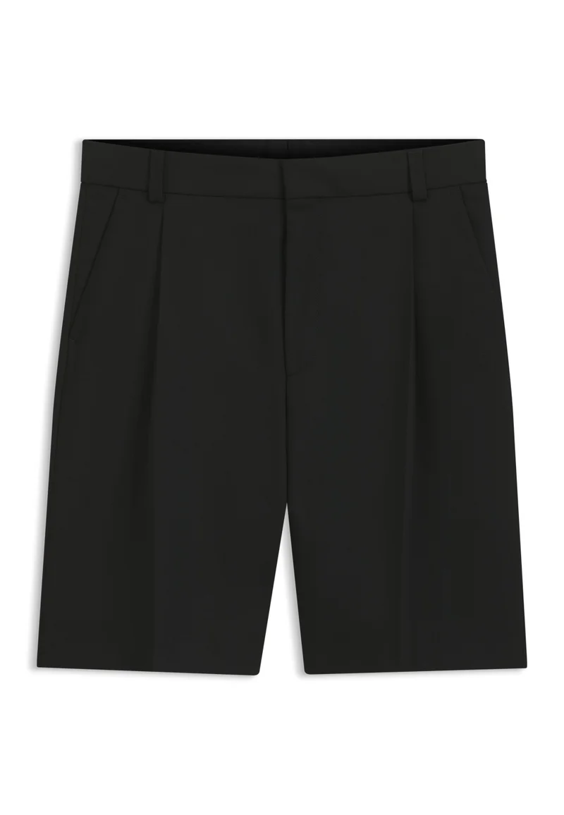 HUGO Black Relaxed-fit shorts in stretch twill with front pleats for Men | Best Price UAE