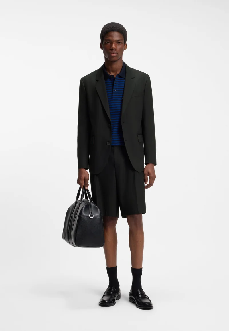 HUGO Black Relaxed-fit shorts in stretch twill with front pleats for Men | Best Price UAE