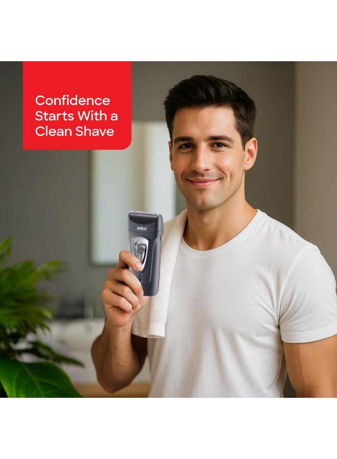 Sanford Rechargeable Men Shaver, 2-in-1, Cordless, Dual Rapid Reciprocating Blades, Pop-up Trimmer, Push-Button Switch, 8hrs Charge with Charging Light, Close & Effective Shaving - Image 2