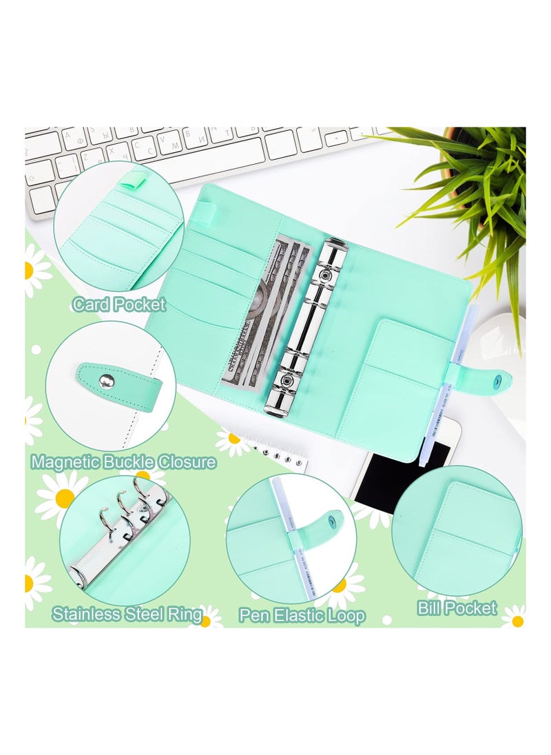 KASTWAVE - Budget Binder with Cash Envelopes, A6 Stitching PU Leather Zipper Envelopes and Sheets, 12pcs for Saving Money, Organizer System - Image 1
