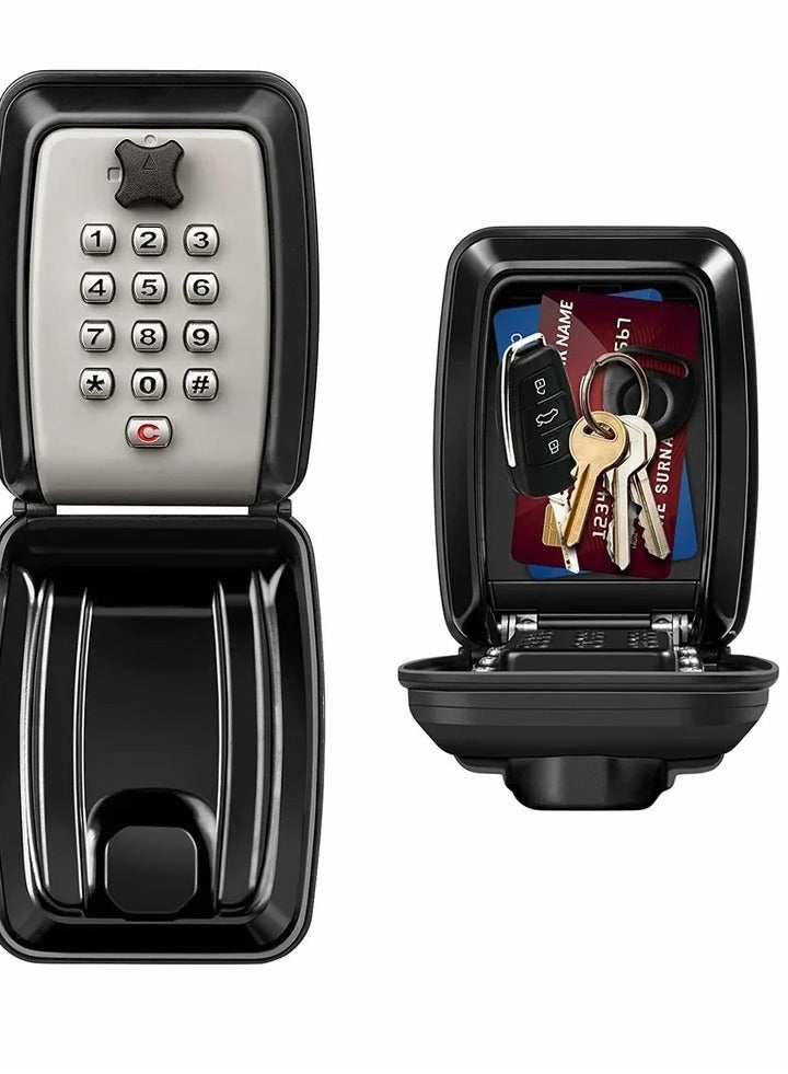 Key Safe with Password Wall Mounted, Lock Box Large Resettable 12-Digit Combination Security Weatherproof for Outdoor Indoor, Storage Home Garage Office Spare Keys (Black) - Image 1