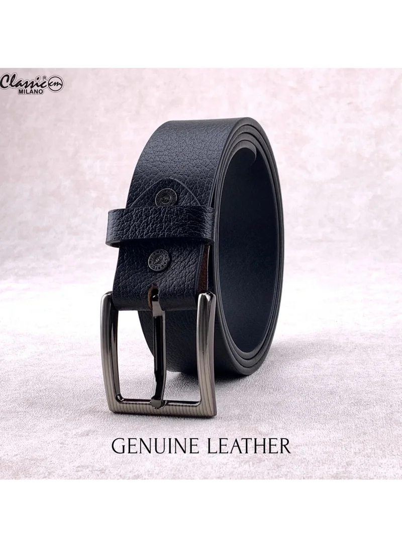 Classic Milano Black (Sharankan) Classic Milano Genuine Leather Belt for Men - Semi-Casual Mens Belt & Party Wear Belts for Jeans, Casual Outfits, and Gifts - Black and Brown Men’s Belt for Men | Best Price UAE