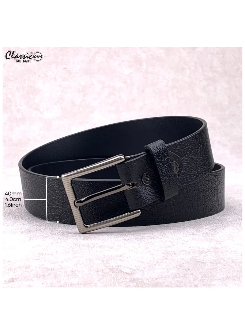 Classic Milano Black (Sharankan) Classic Milano Genuine Leather Belt for Men - Semi-Casual Mens Belt & Party Wear Belts for Jeans, Casual Outfits, and Gifts - Black and Brown Men’s Belt for Men | Best Price UAE