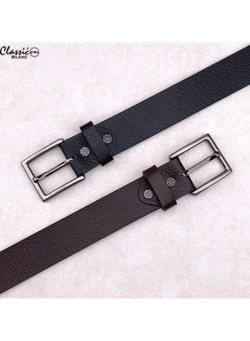 Classic Milano Black (Sharankan) Classic Milano Genuine Leather Belt for Men - Semi-Casual Mens Belt & Party Wear Belts for Jeans, Casual Outfits, and Gifts - Black and Brown Men’s Belt for Men | Best Price UAE