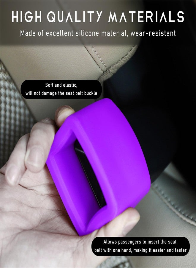 Ohleats 2 PCS Seat Belt Buckle Holder, Silicone Buckle Booster Raises Your Seat Belt for Easy Access, Buckle Cover Makes Receptacle Upright Buckling, Car Accessories for Kids (Purple) - Image 3
