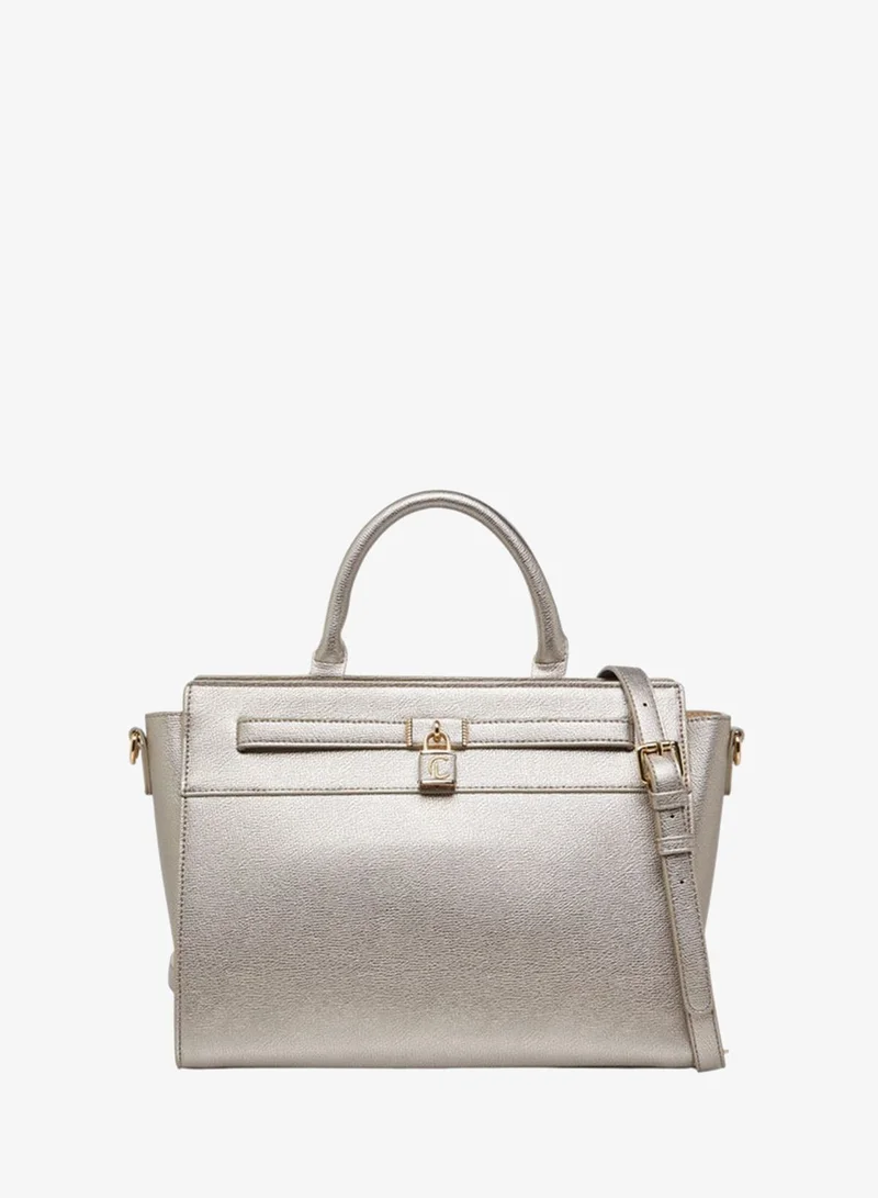Solid Tote Bag with Zip Closure