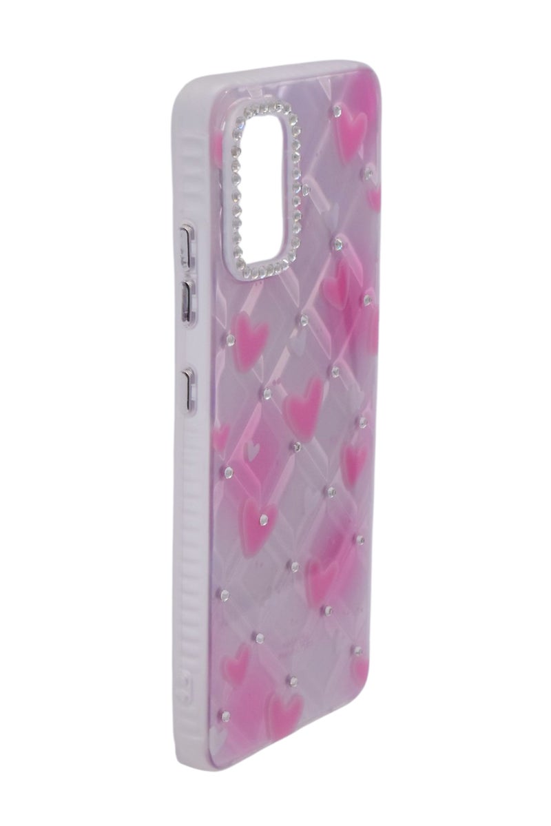 CFS TPU Heart Printed Back Cover Case with Rhinestone Camera Border For Samsung Galaxy A51 4G - Pink Transparent - Image 3