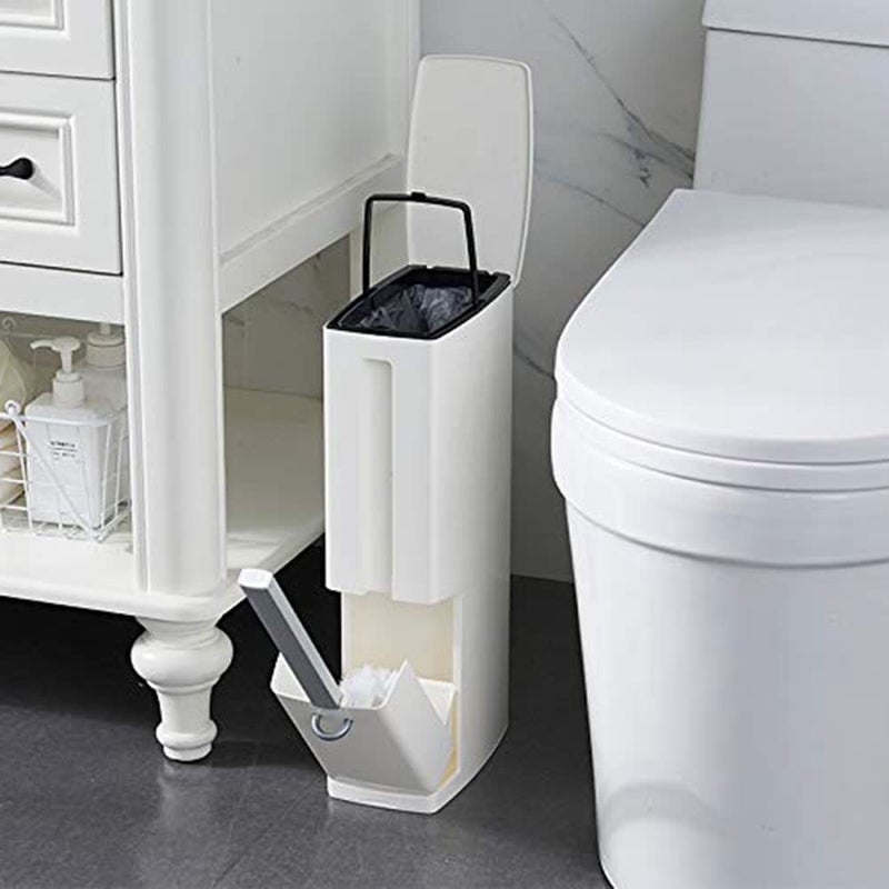 MosQuick MosQuick® Slim Smart dustbin Smart Trash Can 1.3 Gallon, dustbin for home Trash can with Toilet Brush Holder, 5 Liter Garbage Can with Press Top Lid, Modern Waste Can - Ideal bathroom dustbin White  - Image 3