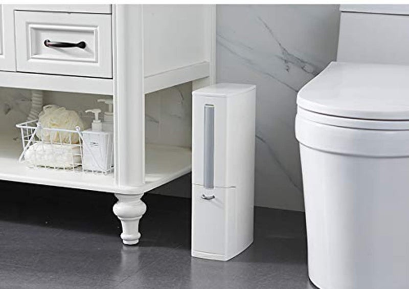 MosQuick MosQuick® Slim Smart dustbin Smart Trash Can 1.3 Gallon, dustbin for home Trash can with Toilet Brush Holder, 5 Liter Garbage Can with Press Top Lid, Modern Waste Can - Ideal bathroom dustbin White  - Image 2