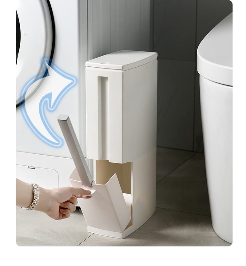 MosQuick MosQuick® Slim Smart dustbin Smart Trash Can 1.3 Gallon, dustbin for home Trash can with Toilet Brush Holder, 5 Liter Garbage Can with Press Top Lid, Modern Waste Can - Ideal bathroom dustbin White  - Image 5