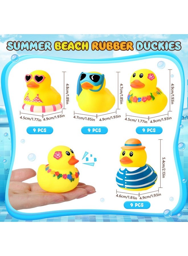Honoson 48 Pcs Summer Beach Rubber Duckies Bulk Mini Rubber Duck Bath Toys Float Bathtub Ducky Cute Squeaky Ducky for Classroom Carnival Summer Birthday Baby Shower Party Favor - Image 3