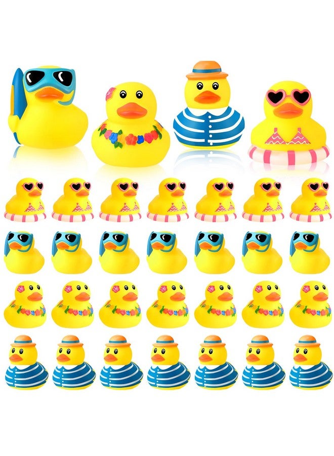 Honoson 48 Pcs Summer Beach Rubber Duckies Bulk Mini Rubber Duck Bath Toys Float Bathtub Ducky Cute Squeaky Ducky for Classroom Carnival Summer Birthday Baby Shower Party Favor - Image 1