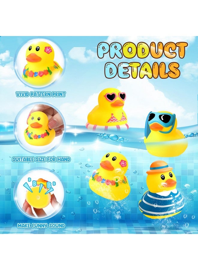 Honoson 48 Pcs Summer Beach Rubber Duckies Bulk Mini Rubber Duck Bath Toys Float Bathtub Ducky Cute Squeaky Ducky for Classroom Carnival Summer Birthday Baby Shower Party Favor - Image 2