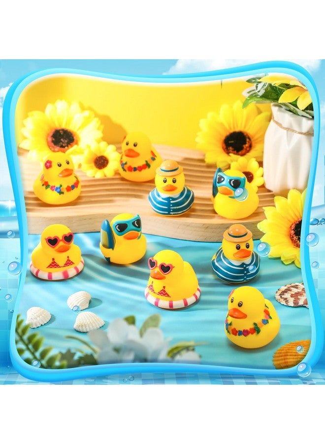 Honoson 48 Pcs Summer Beach Rubber Duckies Bulk Mini Rubber Duck Bath Toys Float Bathtub Ducky Cute Squeaky Ducky for Classroom Carnival Summer Birthday Baby Shower Party Favor - Image 4