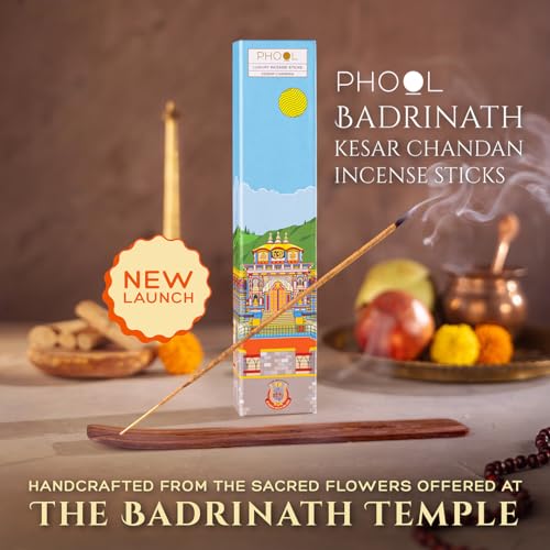Phool Luxury Incense Badrinath Kesar Chandan Incense Sticks – 40 Natural Charcoal-Free Agarbatti, Saffron Sandalwood Fragrance, Temple Flower Incense, Pooja & Meditation - Image 2