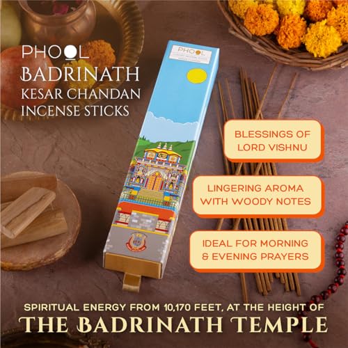 Phool Luxury Incense Badrinath Kesar Chandan Incense Sticks – 40 Natural Charcoal-Free Agarbatti, Saffron Sandalwood Fragrance, Temple Flower Incense, Pooja & Meditation - Image 3