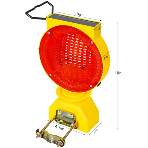 NPKRRSK Solar Industrial Warning Lights,Wireless Waterproof Rechargeable Safety Barricade Warning Lights,Traffic Signal Flashing 2 Sided Visibility Amber LED for Road Construction and Vehicle Emergency - Image 2
