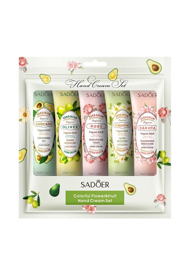 SADOER 5 Pack Hand Cream Gifts Set For Women,Hand Lotion Travel Size in Bulk For Dry Cracked Hands,Mini Hand Lotion For Festival Gift,Natural Plant Fragrance Mini Hand Lotion Moisturizing Hand Care Cream  - Image 1
