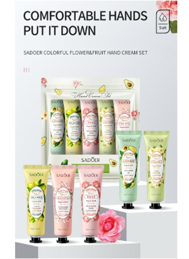 SADOER 5 Pack Hand Cream Gifts Set For Women,Hand Lotion Travel Size in Bulk For Dry Cracked Hands,Mini Hand Lotion For Festival Gift,Natural Plant Fragrance Mini Hand Lotion Moisturizing Hand Care Cream  - Image 2