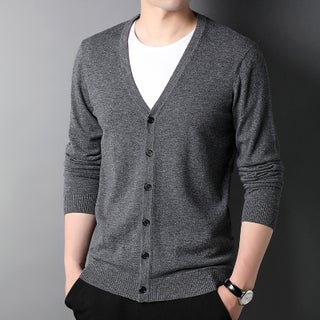 100 Pure Wool Cardigan Mens V-neck Autumn and Winter Puyuan Wool Sweater All-match Sweater Knitted Top Casual Jacket medium gray - pzsku/Z9FBAAD5231F568E7B40FZ/45/1746219004/6fbff14a-fb7f-42b5-8f77-43079afe66d7