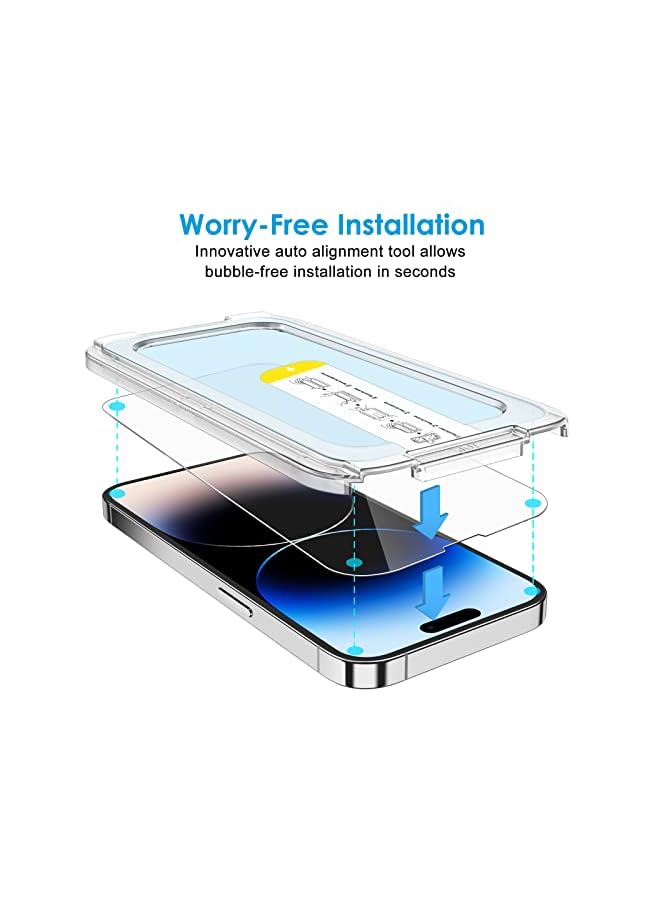 Jetech One Touch Install Screen Protector For Iphone 14 Pro Max 6.7-Inch, Full Coverage Tempered Glass Film, Auto Alignment Tool Kit, Hd Clear, 2-Pack - Image 2