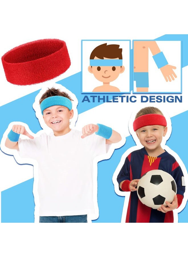 Hungdao Colorful Athletic Headband and Wristband Set for Kids, Girls, Boys, Women, Men - Sweat Absorbing Bands for Sports, Basketball, Workout (Bright Colors) - Image 5