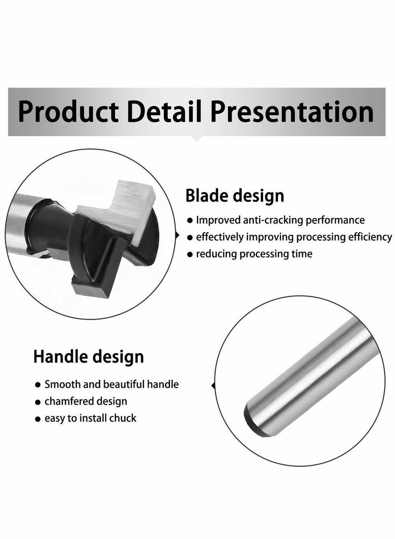 Y&D T-Slot Cutter Set, 3PCS 6.35mm/1/4" Shank Steel Handle Cutter, 1/2", 3/8" & 5/16" Length Woodworking Router Bit for Wood Hex Bolt T-Track Slotting Milling Cutters - Image 4