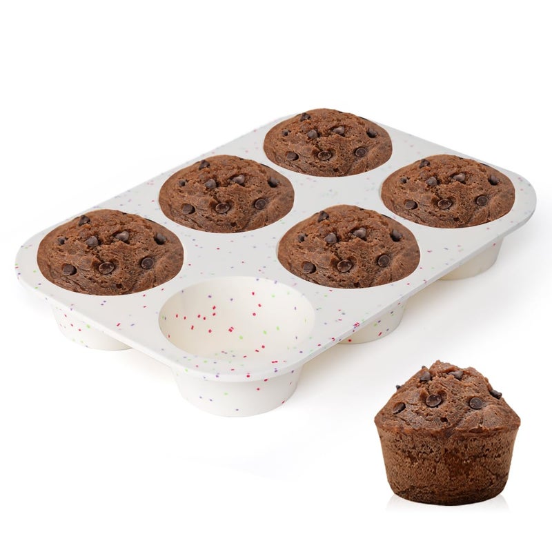 Jumbo Muffin Pan 35 Inch Large Muffin Pan 6 Cup Silicone Jumbo Muffin Tin for Baking Giant Homemade Muffins Cupcakes Frittatas Non Stick 1 Pack Confetti