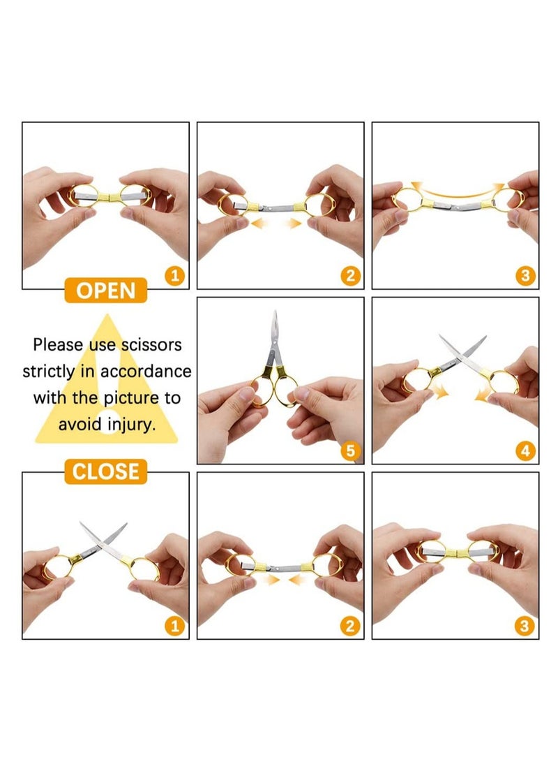 Compact 3-Piece Folding Scissors Set - Mini Stainless Steel Safety Shears in Stylish Glasses Design for Home, Office & Travel (Rose Gold, Gold, Silver) - Image 5