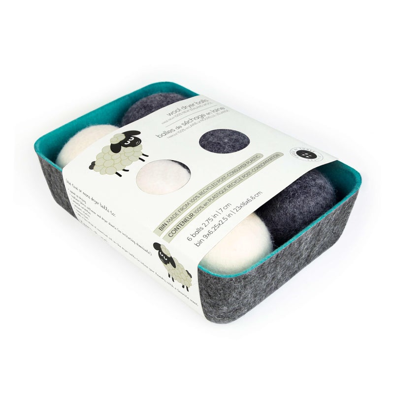 Three by Three Seattle Felt·Like·it!™ Wool Dryer Balls + Storage Bin: Reduce Drying Time, Static Cling, and Energy Use | Natural Alternative to Fabric Softeners (Pack of 6) - Image 4