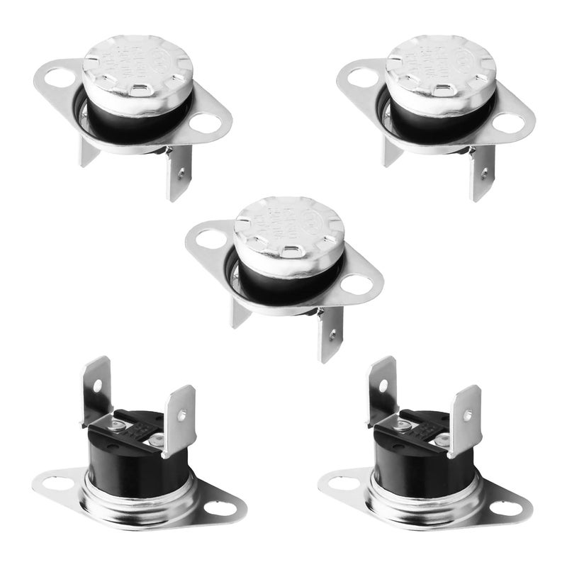 Fielect 5Pcs KSD301 Thermostat 120ｰC/248ｰF Normally Closed N.C Snap Disc Temperature Switch for Microwave Oven Coffee Maker Smoker Bent Feet - Image 1