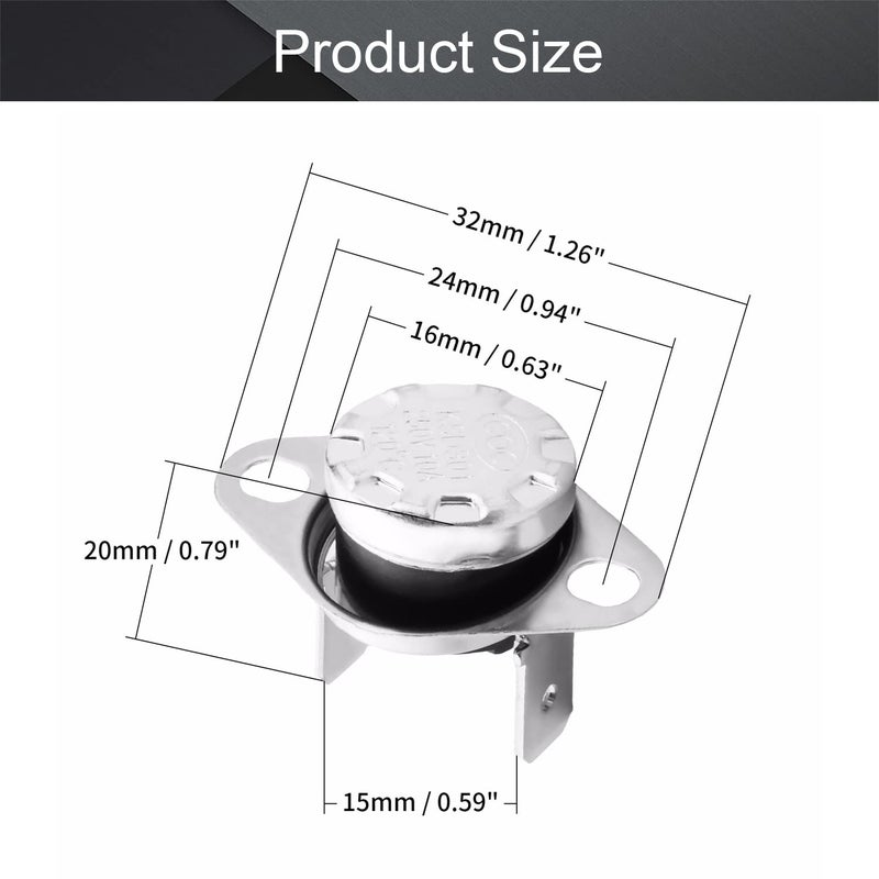 Fielect 5Pcs KSD301 Thermostat 120ｰC/248ｰF Normally Closed N.C Snap Disc Temperature Switch for Microwave Oven Coffee Maker Smoker Bent Feet - Image 2
