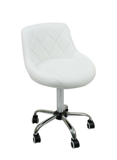 Swivel Rolling Stool Adjustable Pully Stool Task Chair Computer Office Home Vanity Chair with Wheels White