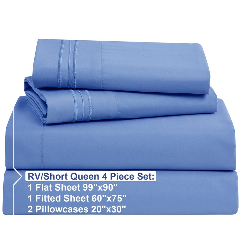 Nestl Nestl RV Short Queen Sheet Set - 4 Piece Bed Sheets for RV Short Queen Size Bed  Deep Pocket  Hotel Luxury  Extra Soft  Breathable and Cooling  Calm Blue RV Short Queen Size Sheets  - Image 2