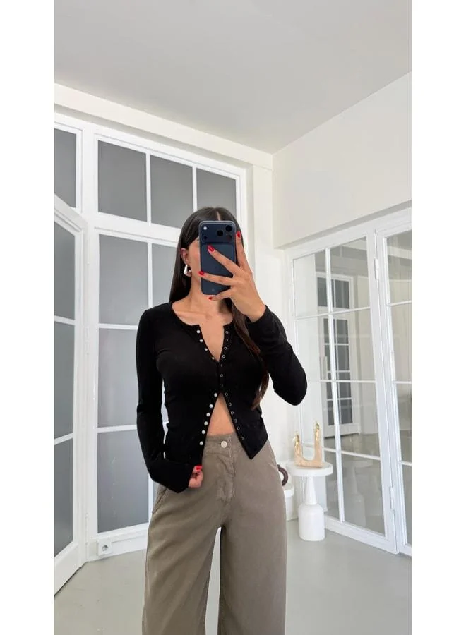 Gaus  Black Snap-Button Blouse GAUS-01900. for Women | Best Price UAE