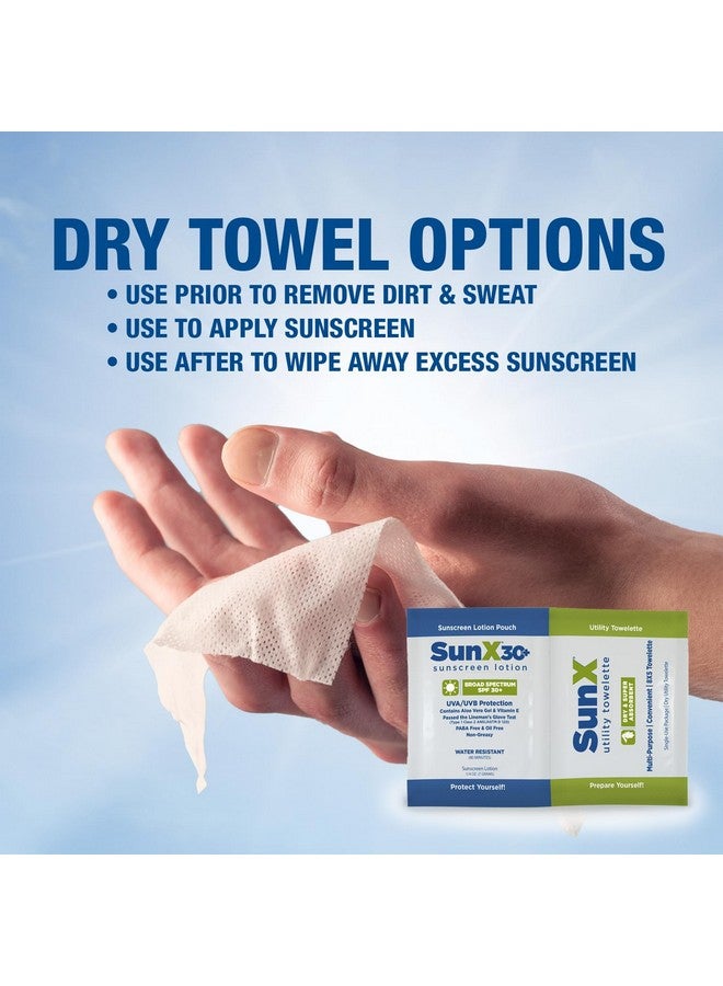 coretex Sun X Spf 30+ Broad Spectrum Sunscreen Lotion Foil Pack Single Dose With Attached Dry Towelette 25 Count - Image 2