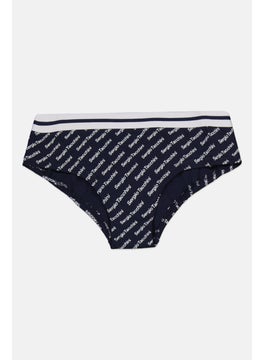 Women Allover Print Shorty Pantie, Navy Blue