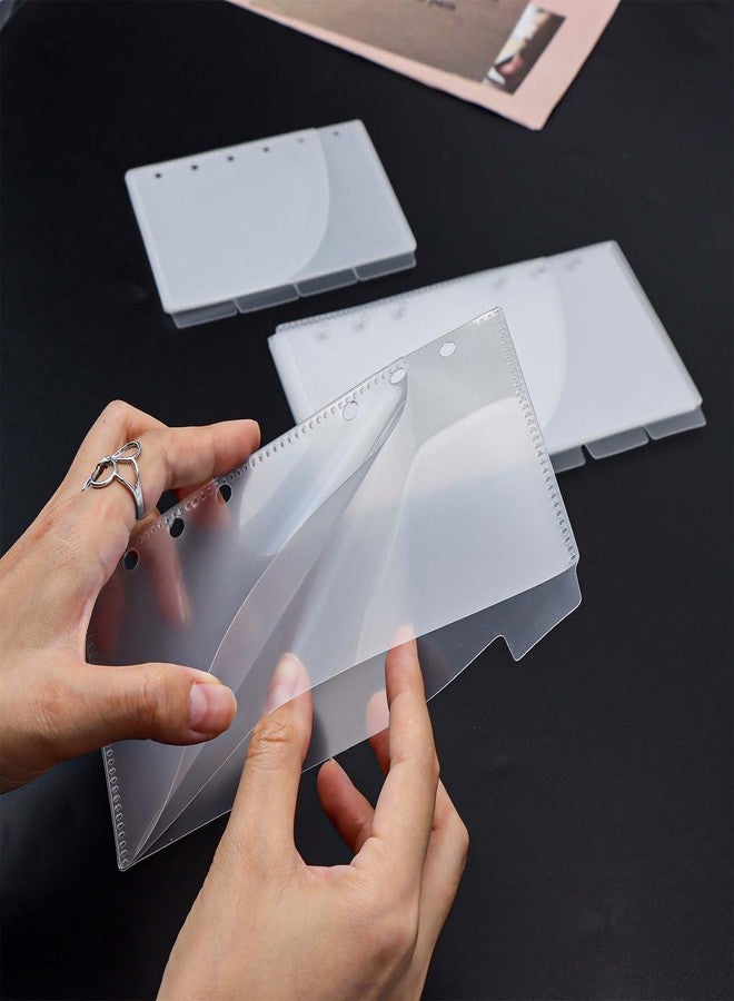 Mogoostry A6 Binder Pocket Cash Envelope 6-Tab Clear Plastic Binder Dividers with 2 Pockets for 6 Ring A6 Binder Sheet Protector Pouch Binder Folder Organizer (6 Sheets) - Image 5