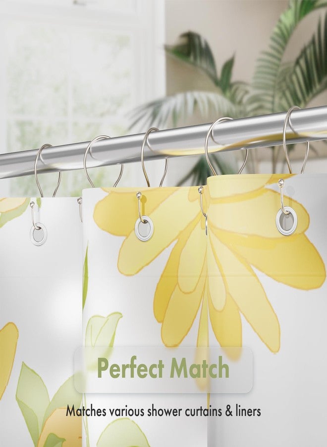 AmazerBath Shower Curtain Hooks Brushed Nickel Shower Curtain Rings, Simple Double Hook Shower Curtain Hooks Rust Proof, Smooth Glide Metal Shower Hooks for Shower Curtain, 12Pcs Shower Rod Hooks - Image 4